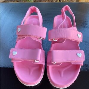 Pink woman’s Sandals with Heart Accents